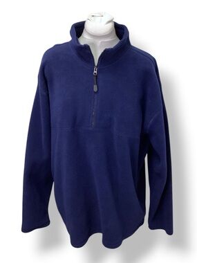 ProSpirit Mens Half Zip Long Sleeve Fleece Pullover, Blue, size XL